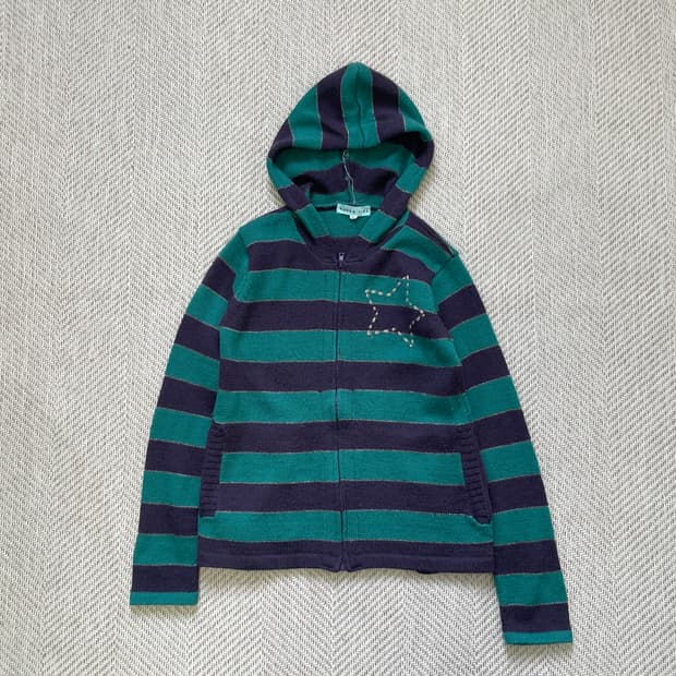 빈티지 키즈 스타 멀티 스트라이프 니트 후드 J04061