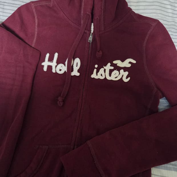 홀리스터 대대대장 버건디 딱붙 후드집업 S