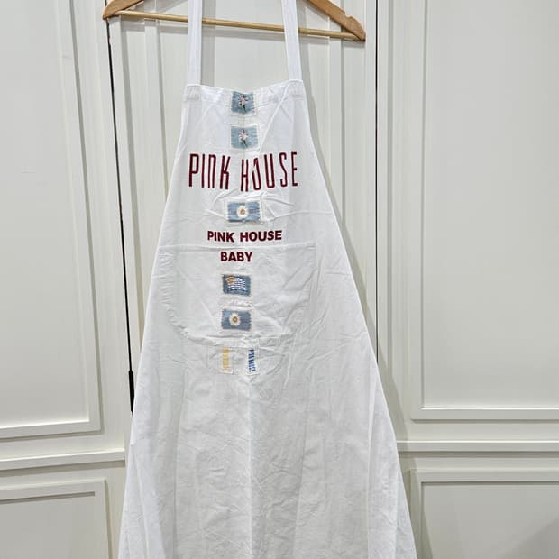 핑크하우스 화이트 에이프런 앞치마
