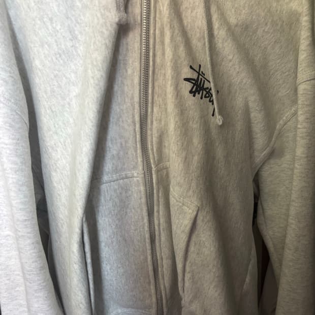 스투시 베이직 스투시 후드 집업 애쉬 헤더