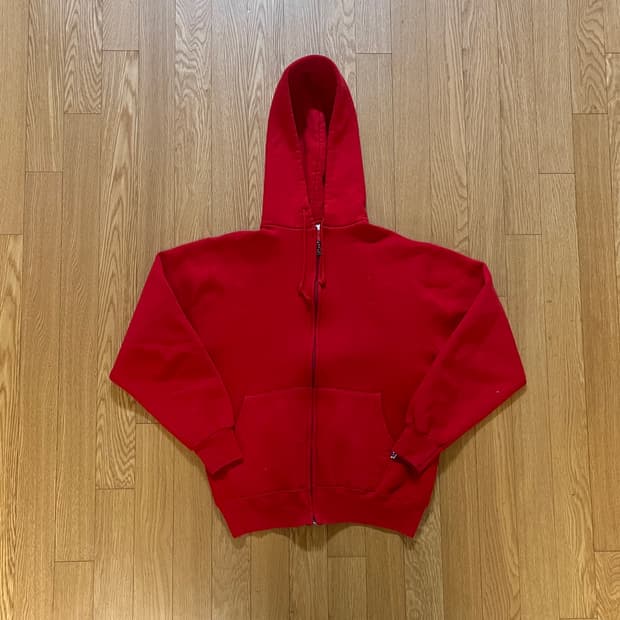 [M] 90s USA 빈티지 러셀 후드집업 레드