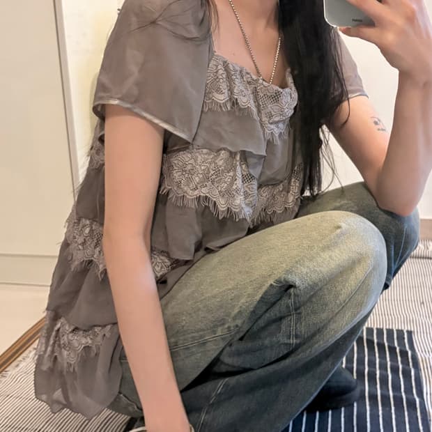 japan vintage mori girl lace top