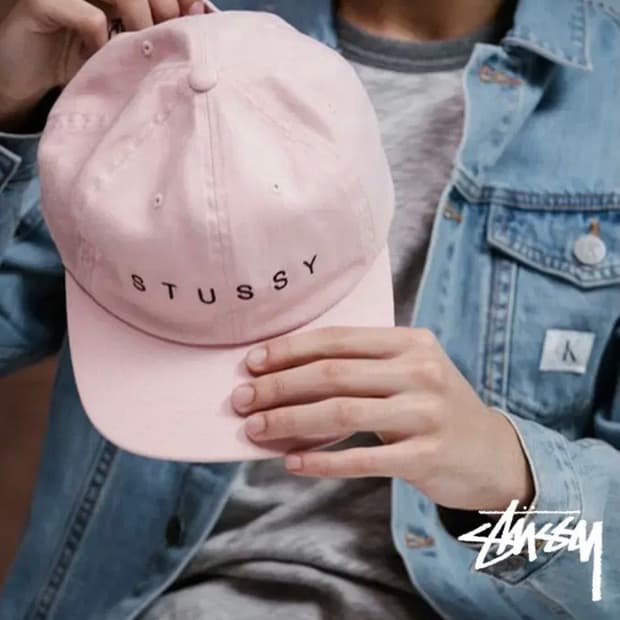 [정품] STUSSY 스투시 텍스트 로고자수 비비드핑크컬러 빈티지 볼캡