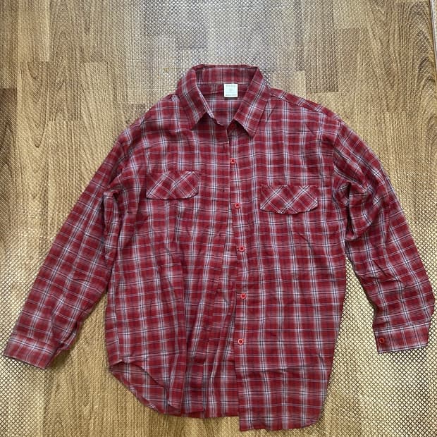 새상품 레드체크셔츠
