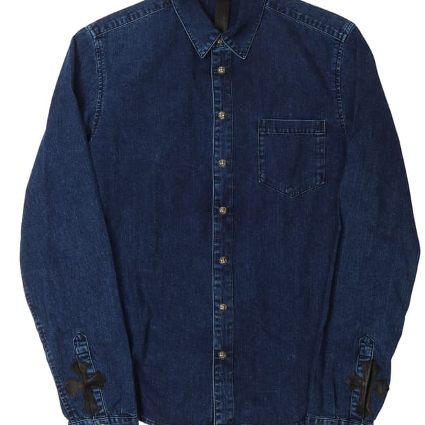 [XL] 크롬하츠 레더패치 데님 셔츠 자켓