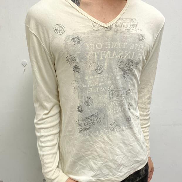 [Nicole Club For Men]Y2K Print Ivory Sle