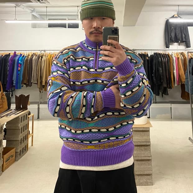 90s DESCENTE cable knit 90년대 데상트 케이블 니트