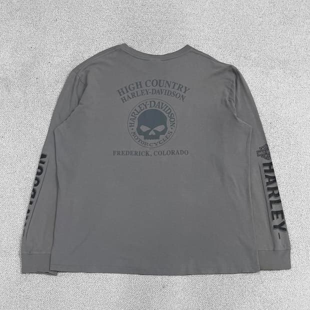 할리데이비슨 스컬 롱슬리브 그레이