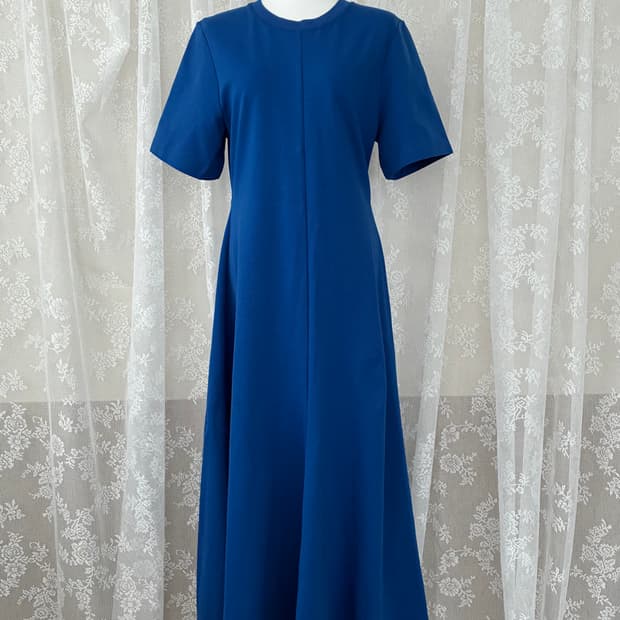 M) 코스 COS 맥시 져지 플레어 롱 원피스 블루