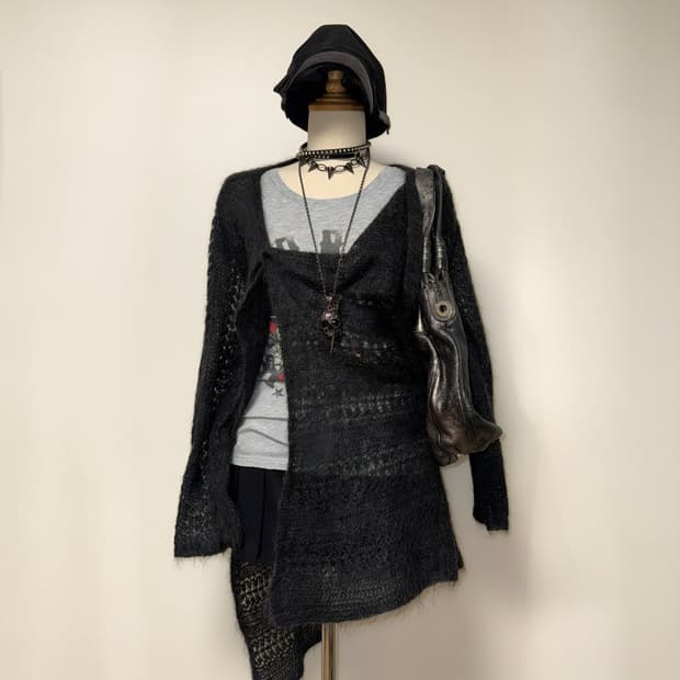 모헤어 드레이프 가디건