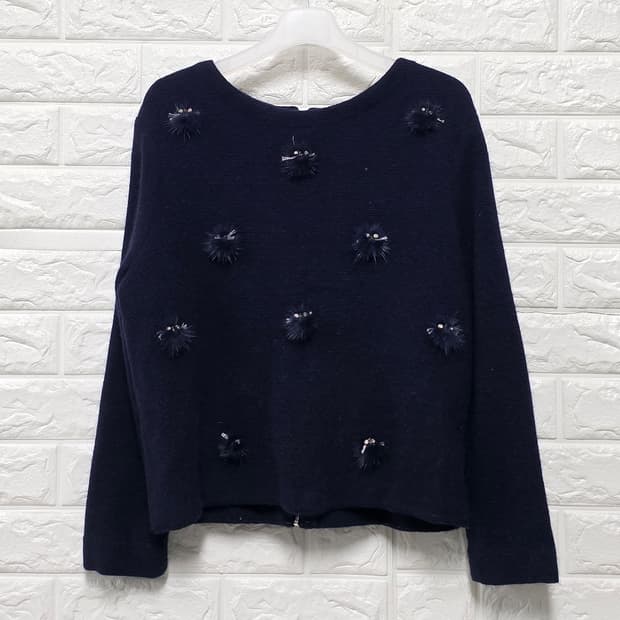 듀엘 DEWL 네이비 장식 니트 (FREE)