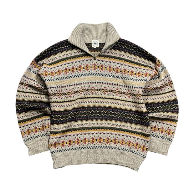 [OYC] 빈티지 페어아일 하프집업 니트