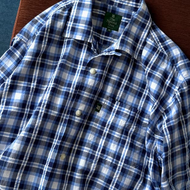 Natural sucker fabric check shirt