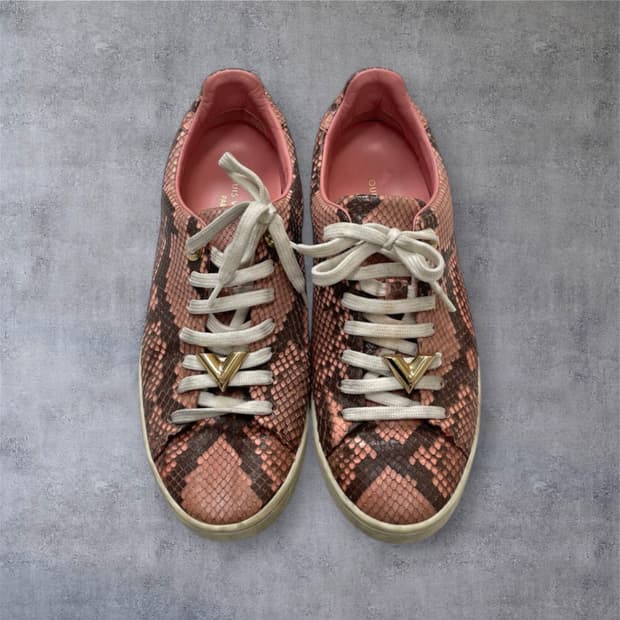 루이비통 Louis vuitton 핑크 파이톤 레더 스니커즈 35