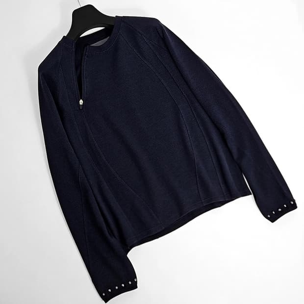 가키하라 웨스턴 핑거홀 와플 롱슬리브 네이비
