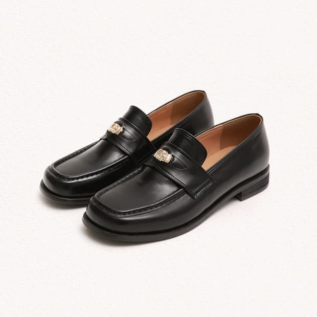 마크모크 솔리드 스퀘어 포인트 페니로퍼 2.5cm 블랙