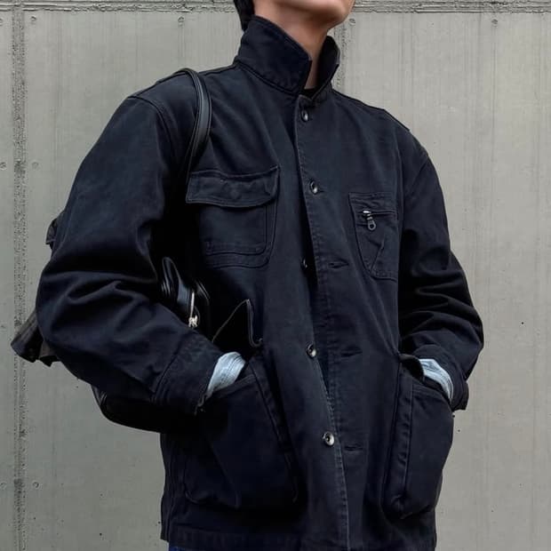 [새상품] 쿠어 오버 다이드 커버올 자켓 워시드 차콜 S