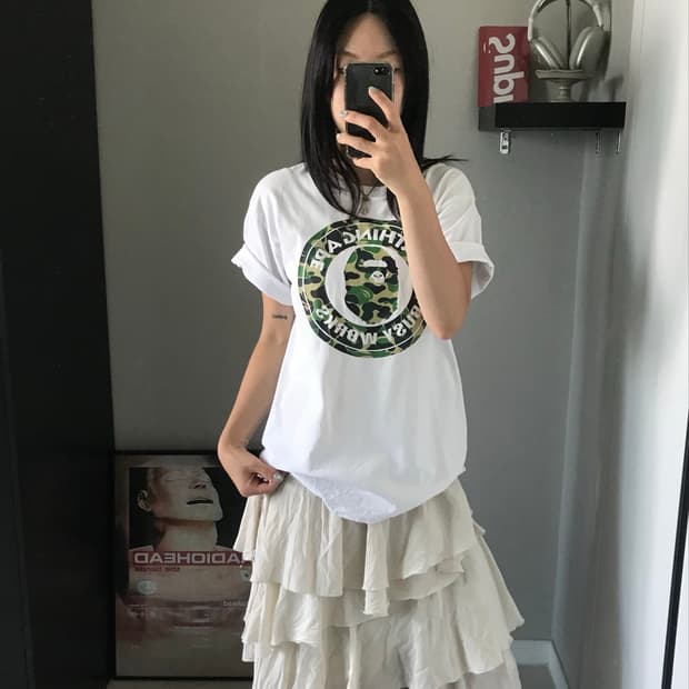 베이프 카모 비지웍스 프린팅 화이트 반팔티