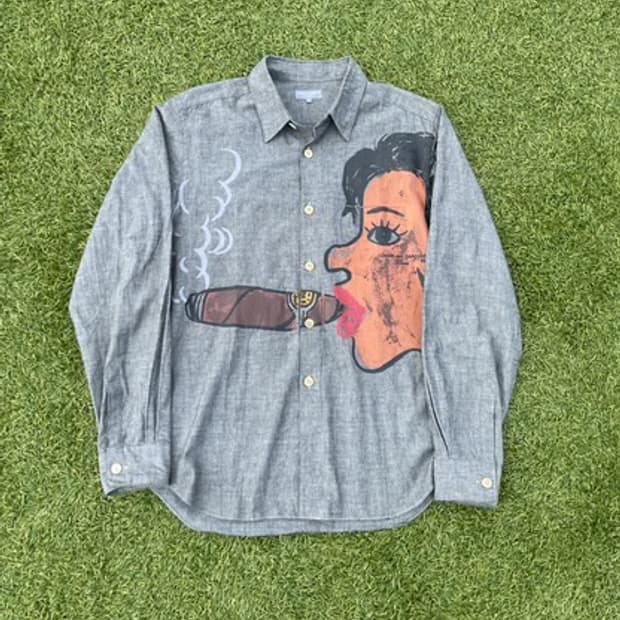 꼼데가르송 옴므 아카이브 AD2002 Cuban Cigar 페인팅 셔츠 