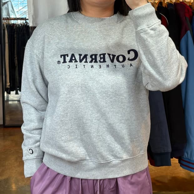 커버낫 빅로고 그레이 맨투맨