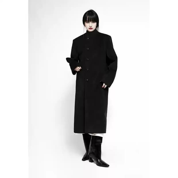 스탠카라 미니멀 디자인 오버핏 롱코트