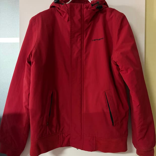 칼하트 레드 후드 바람막이 패딩 자켓 s 님녀공용