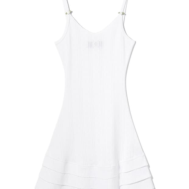 유희 아일렛 프릴 원피스 화이트 EYELET FRILL DRESS