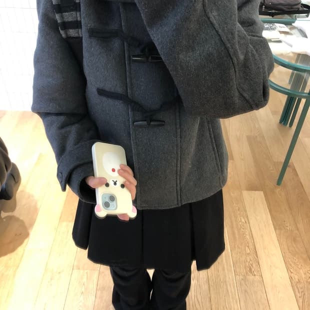 미세키 서울 코트 Duffle hoodie short coat CHARC