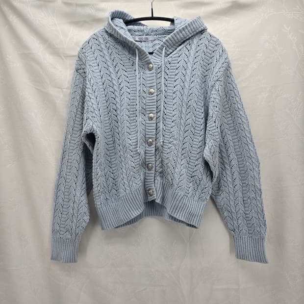Girl Girl 하늘색 니트 후드 가디건 M