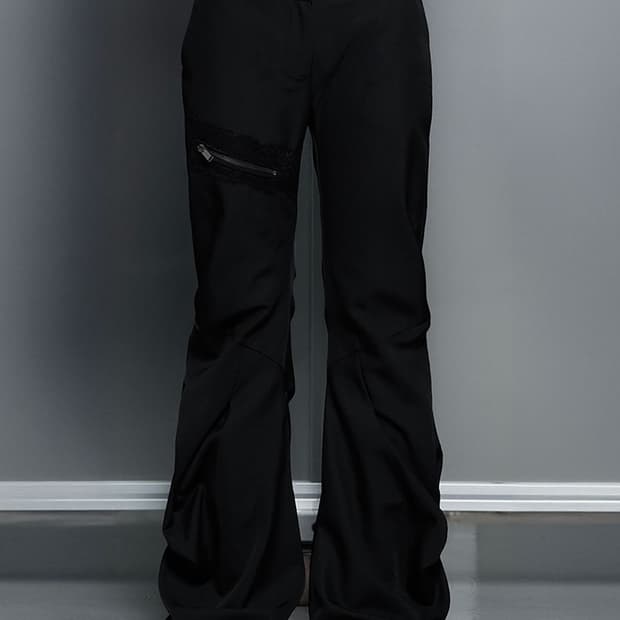 에트오소메 Side Double Lace-Up Bootcut Slacks