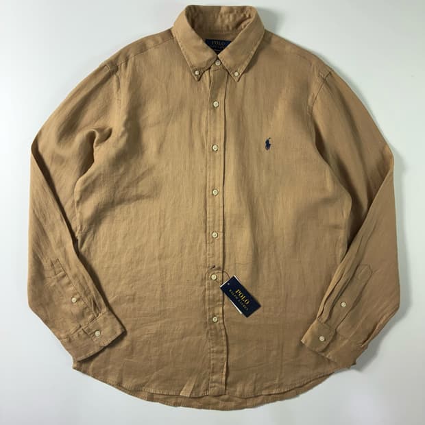 Polo  폴로 랄프로렌 신형 자수 린넨 베이지 데드스탁 셔츠 
