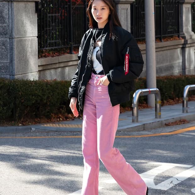 8seconds pink wide pants 키치 하이틴 느낌 핑크데님