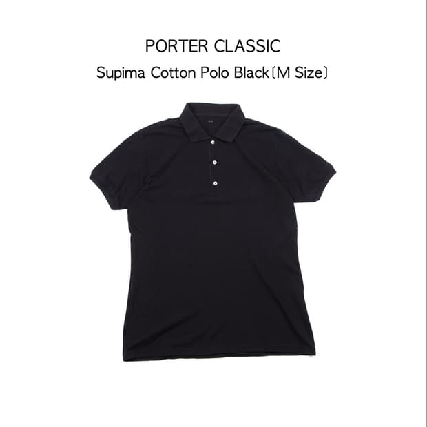PORTER CLASSIC 수피마 코튼 폴로 셔츠 블랙