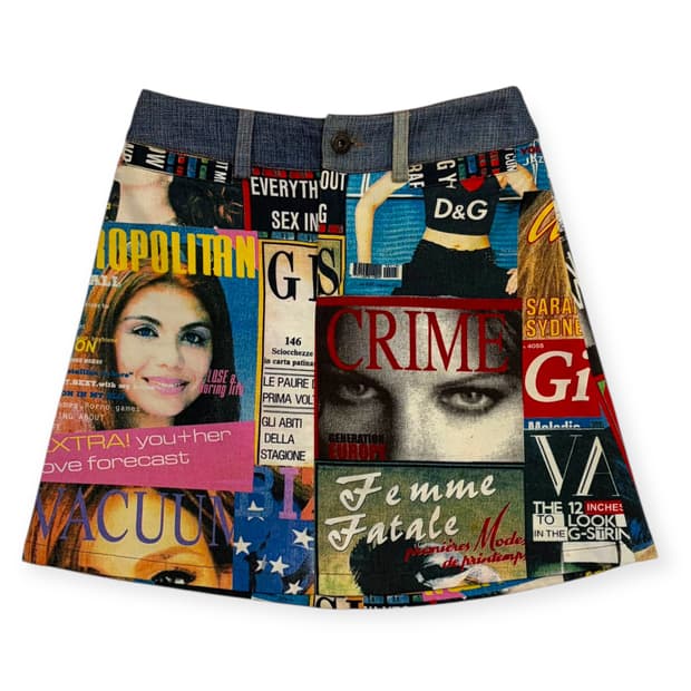 돌체앤가바나 매거진 패턴 스커트 치마