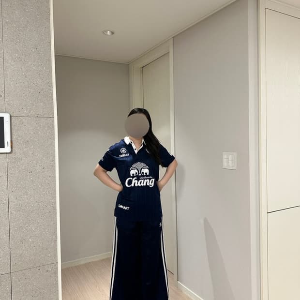 아디다스 새틴 와이드 레그 팬츠 네이비