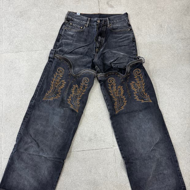  와이프로젝트 블랙 카우보이 커프 진 31