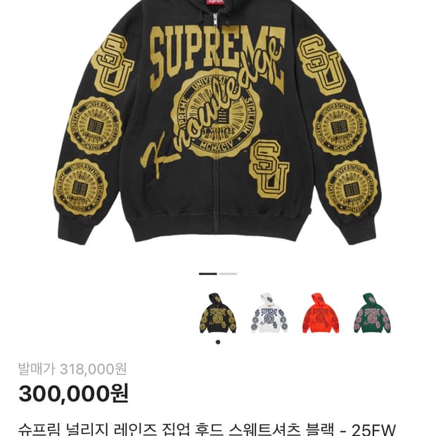 슈프림 널리지 레인즈 집업 후드