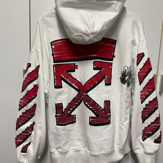 오프화이트 마커 애로우 후드티 XL