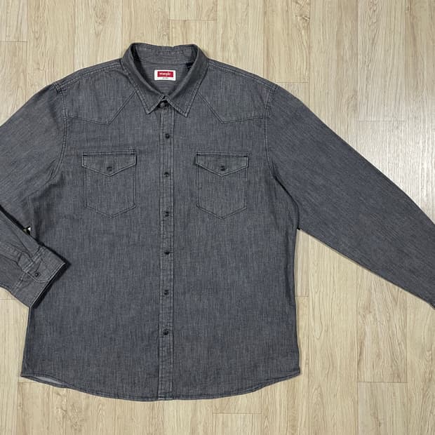 110~) 00's 랭글러 미국판 그레이데님 웨스턴셔츠