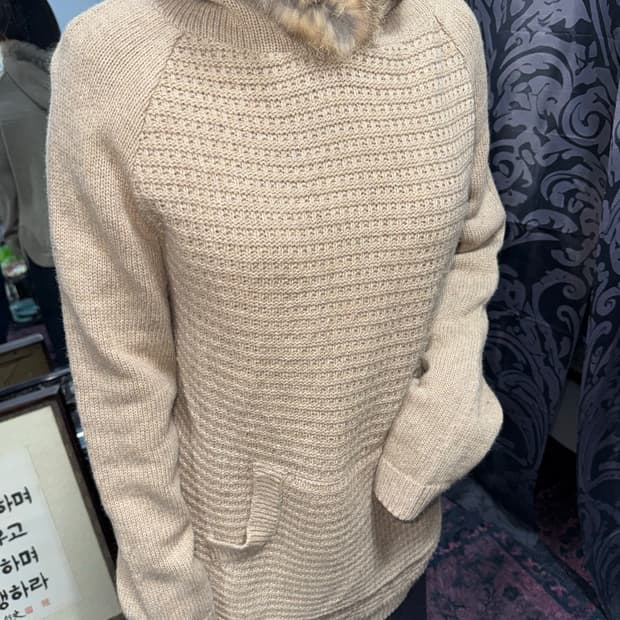 갸루 퍼 니트 후드집업