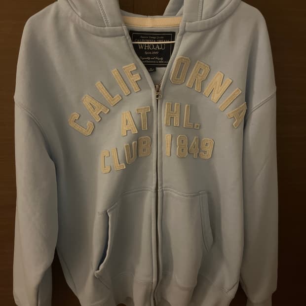 후아유 하늘색 후드집업