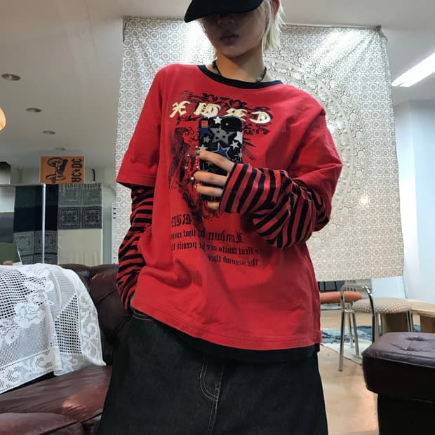 Crux 프린팅 레이어드 롱 슬리브 
