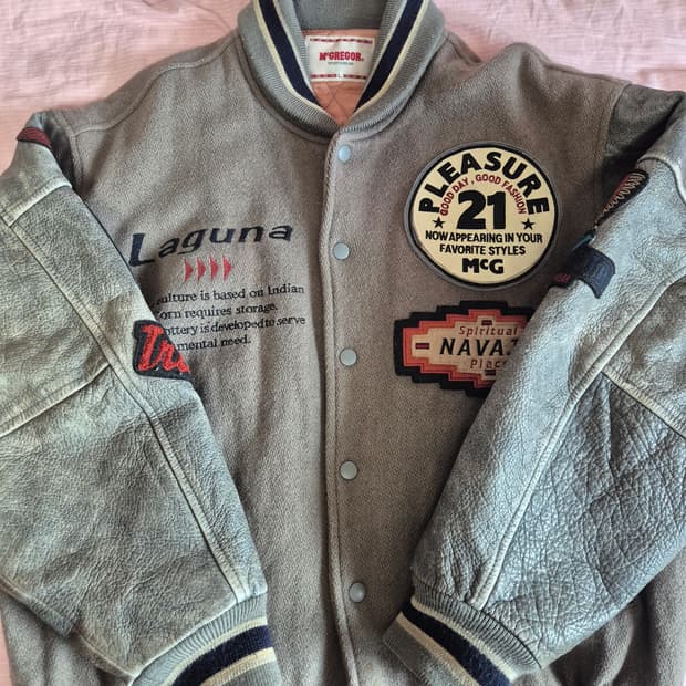 90s 맥그리거 나바호 레더 바시티 자켓 L