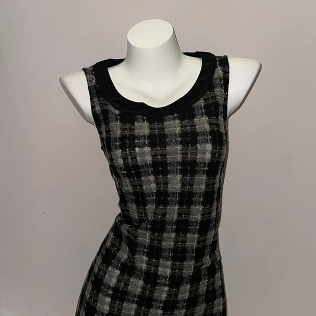 빈티지 트위드 슬리브리스 미니 원피스