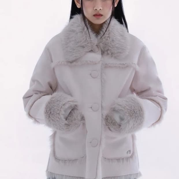 허그유어스킨 시어링 무스탕 자켓(핑크)