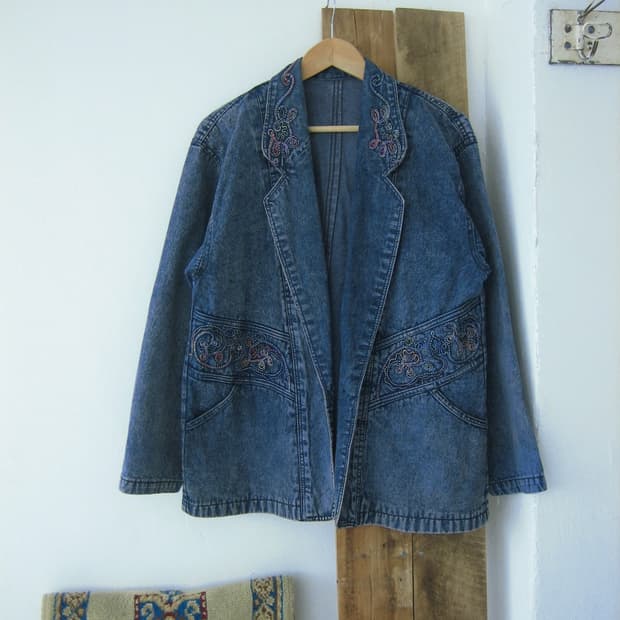[Vintage] Embroidery Denim Jacket