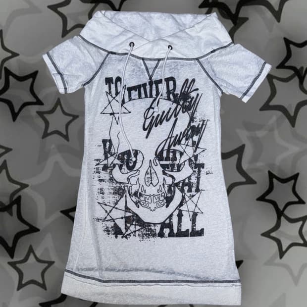 Y2K 펑크 빈티지 반팔 티셔츠 겸 원피스