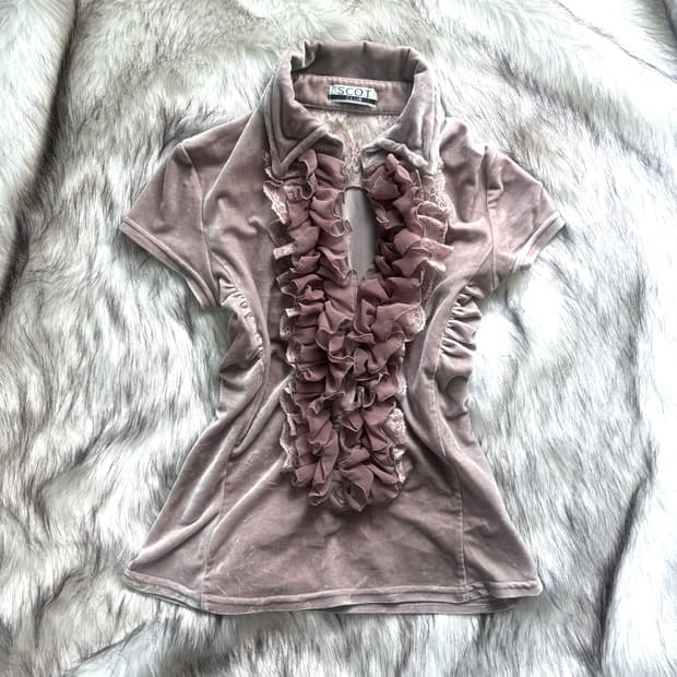 빈티지 페어리 오리엔탈 벨벳 블라우스 탑