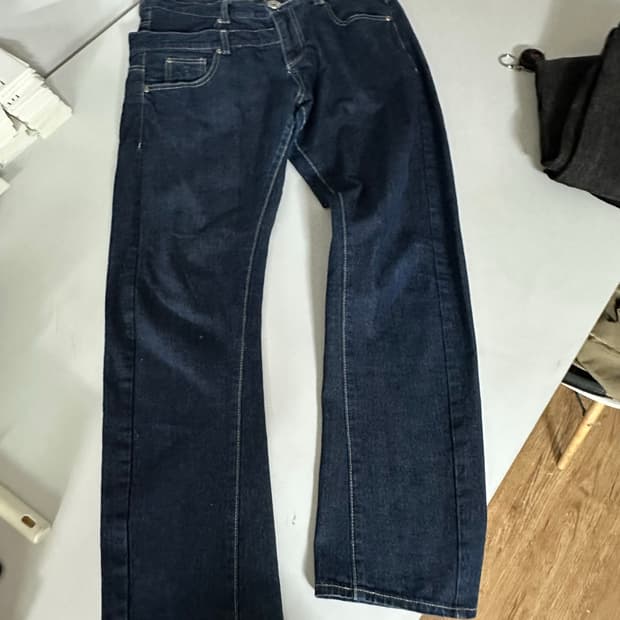 여성용 Y2K 빈티지 데님 팬츠 진청 55~66