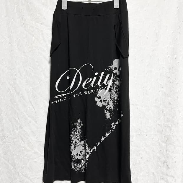 빈티지 펑크 해골 레터링 롱 스커트